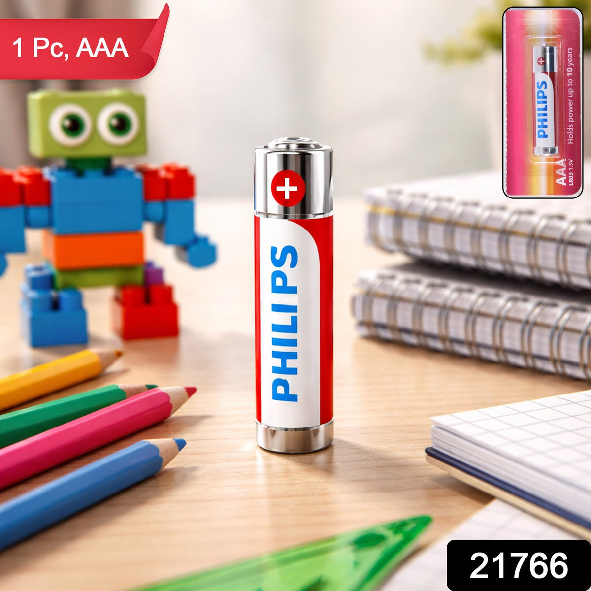 Close-up view of a AAA battery suitable for toys and remotes