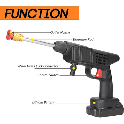 Ergonomic design of the Carivox portable car washer gun.