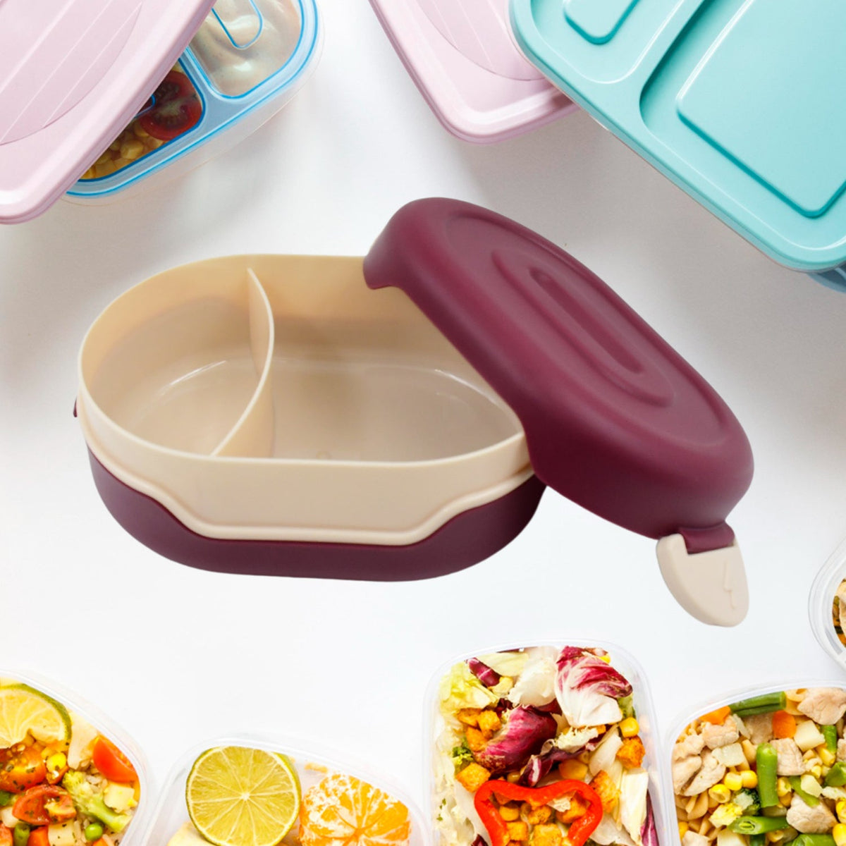 Airtight lunch box for carrying meals to school or office.