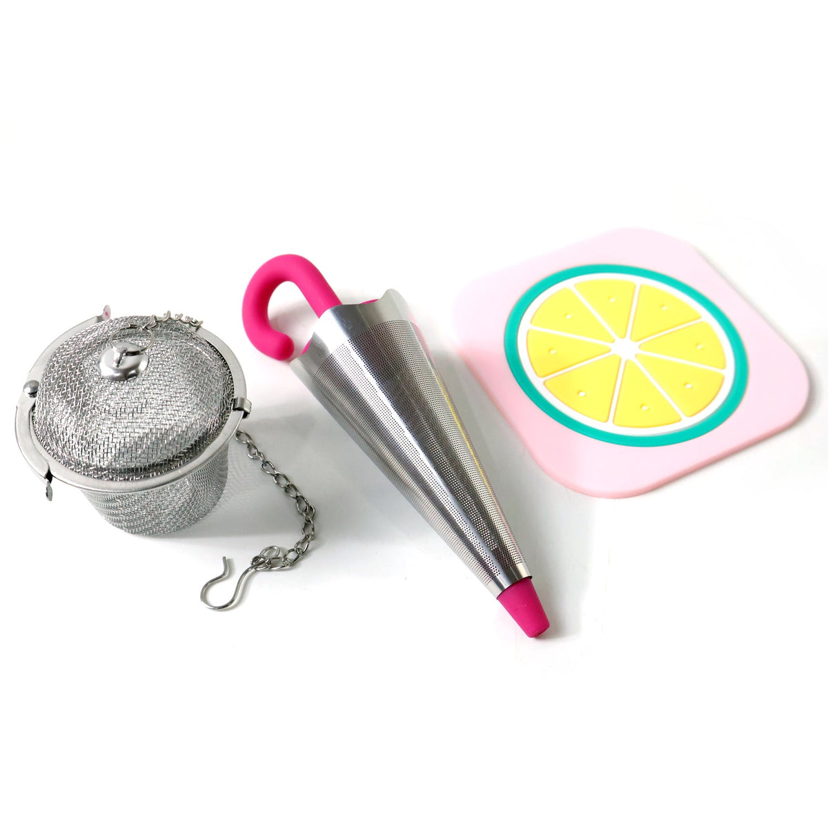 Stainless steel filter basket tea infuser from the 3 in 1 beverage essentials set