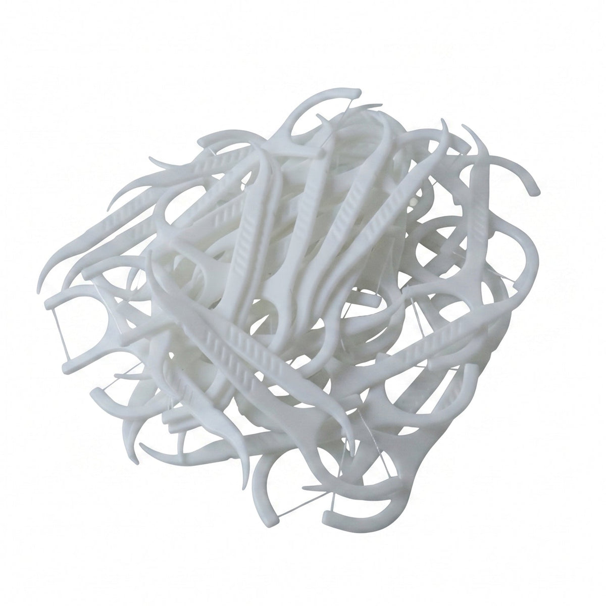 White 2-in-1 floss & toothpick sticks for daily oral hygiene