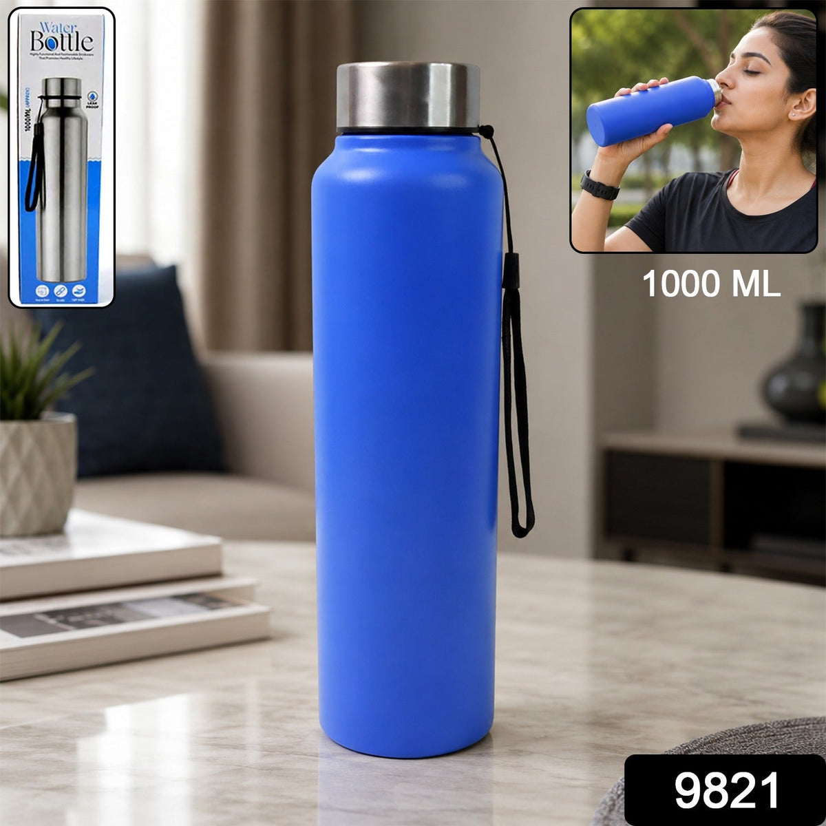 Women Stainless Steel Leak Proof Water Bottle 1000 ML Gym Daily Use (1 Pc)