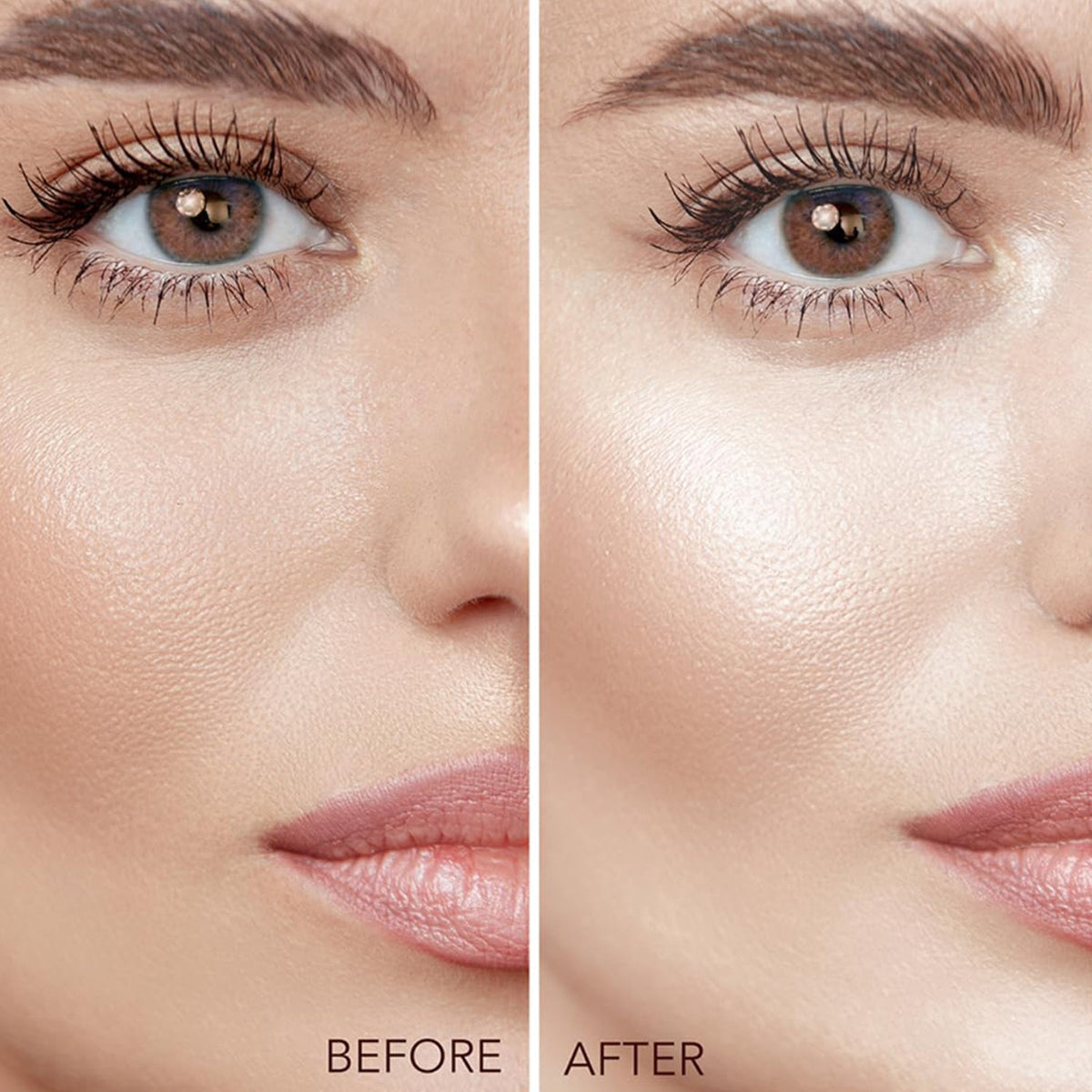 Close-up of shimmering highlighter powder for soft blend finish