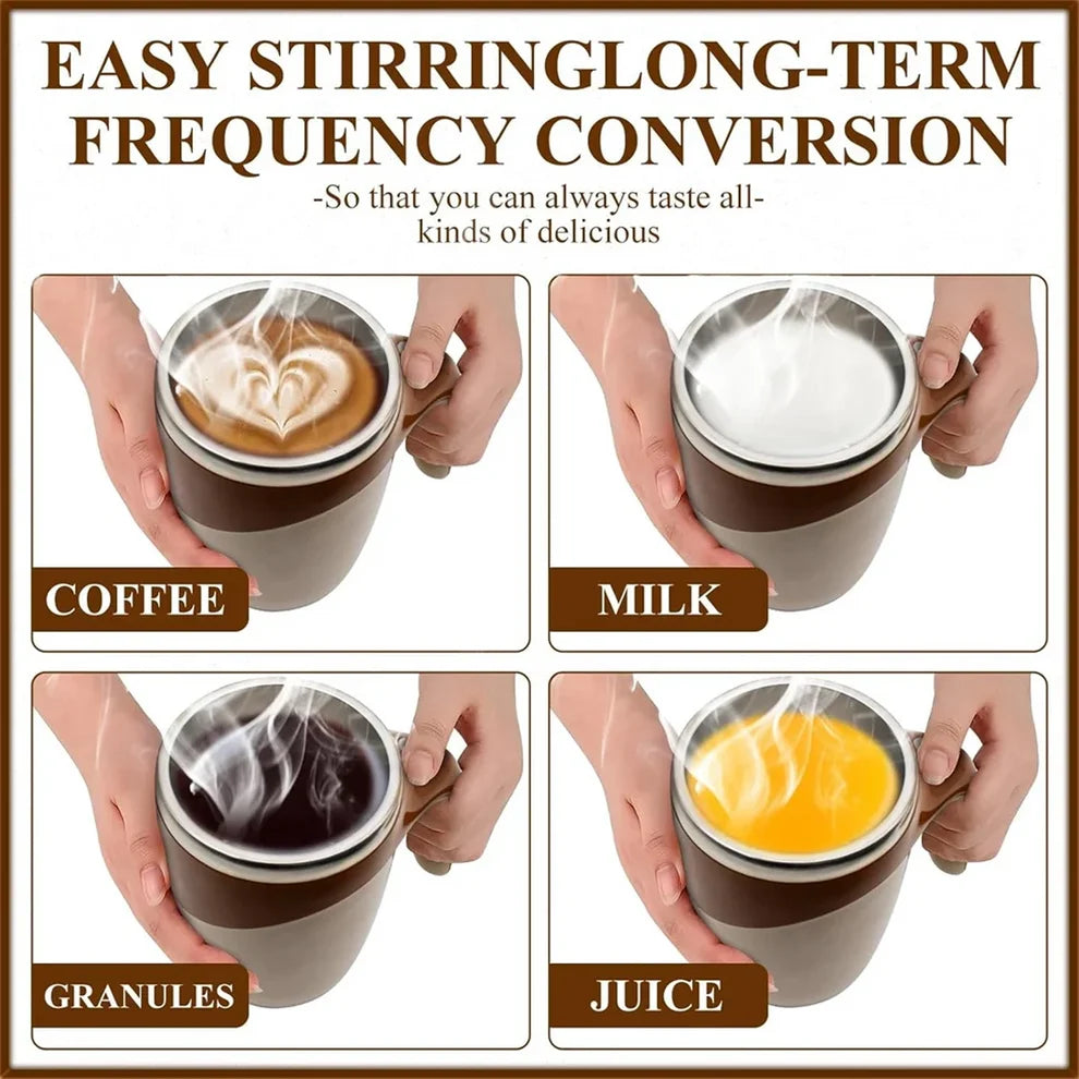 5545 Stirring Coffee Mug  Magnetic Stirring Coffee Cup  Stainless Steel Mug For Milk  Travel Mixing Cup  Self Stirring Coffee Mug Suitable For Coffee Milk Hot Chocolat  Battery Operated ( Battery Not Included )