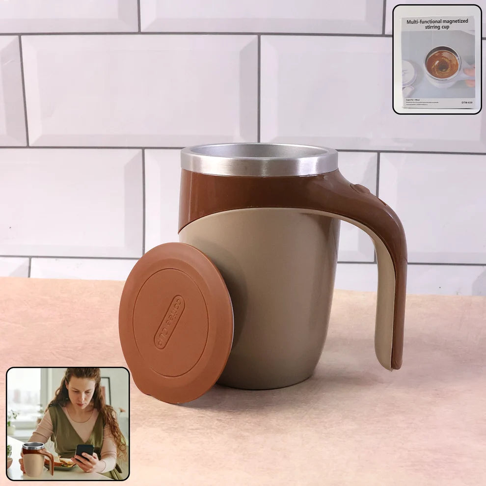 5545 Stirring Coffee Mug  Magnetic Stirring Coffee Cup  Stainless Steel Mug For Milk  Travel Mixing Cup  Self Stirring Coffee Mug Suitable For Coffee Milk Hot Chocolat  Battery Operated ( Battery Not Included )