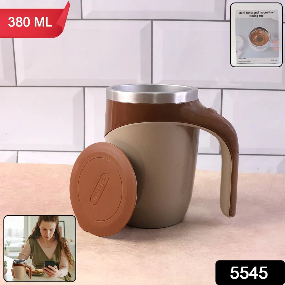 5545 Stirring Coffee Mug  Magnetic Stirring Coffee Cup  Stainless Steel Mug For Milk  Travel Mixing Cup  Self Stirring Coffee Mug Suitable For Coffee Milk Hot Chocolat  Battery Operated ( Battery Not Included )