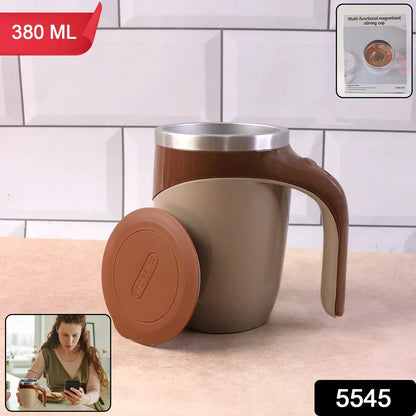 5545 Stirring Coffee Mug  Magnetic Stirring Coffee Cup  Stainless Steel Mug For Milk  Travel Mixing Cup  Self Stirring Coffee Mug Suitable For Coffee Milk Hot Chocolat  Battery Operated ( Battery Not Included )